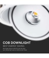 V-Tac 20W downlight, CCT - 3 ljusfärger, Hål: Ø15 cm, Mål: Ø16,5 cm, 3i1, RA90, vit kant, 230V