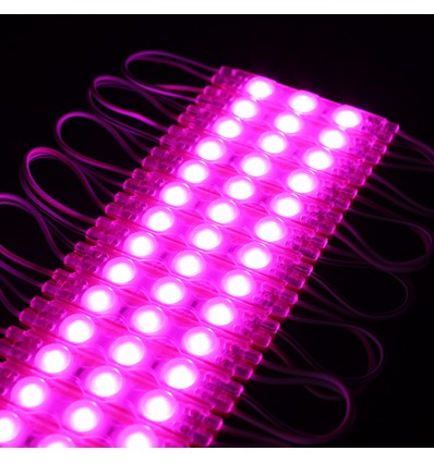 Vattentät pink LED modul - 1,1W per styck, IP66, 12V, Perfekt för skyltar och speciallösningar