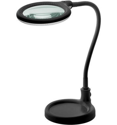 LED förstoringslampa med svanhals 6W - Svart, bordlampa, klämma