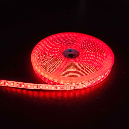 Röd 10W/m LED-strip - 5m, 120 LED pr. meter, 24V, IP65