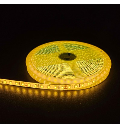 Gul 10W/m LED-strip - 5m, 120 LED pr. meter, 24V, IP65