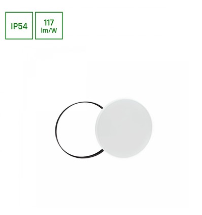 NYMPHEA - Varm Vit 230V 115° IP54 IK04 Ø320x52 Vit / Svart Rund med Pendel