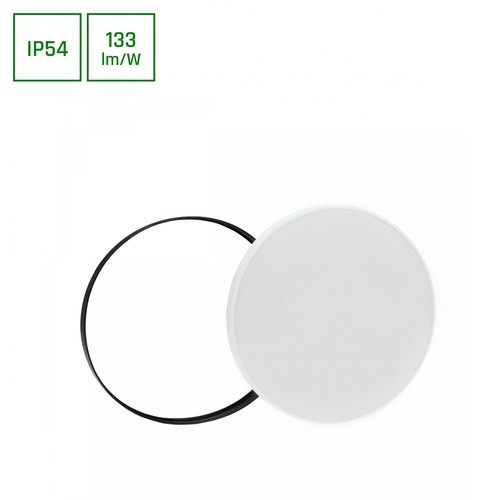 Nymphea Svart Vit Ring 40W - Varmvit 230V 115° IP54 Ø485x70 Vit / Svart Rund med sensor