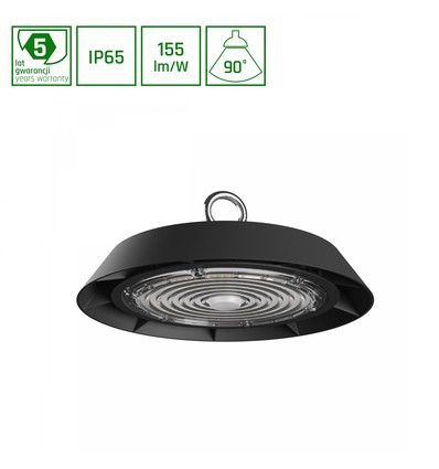 PLATEO High Bay 100W - Neutralvitt, 230V, 90°, IP65, IK09, 250x120mm, Svart, 1-10V