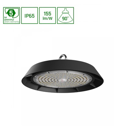 PLATEO 3 High Bay 150W - Neutral Vit 230V, 90° IP65, IK09, 310x125mm, Svart, 1-10V.