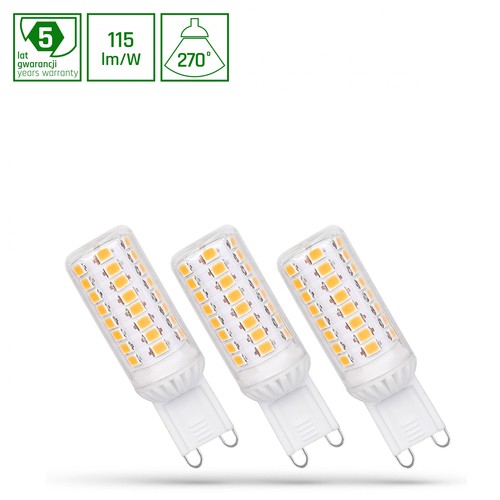 LED G9 4W - 230V, Kall Vit, Dimbar, Premium, Spectrum, 3-pack