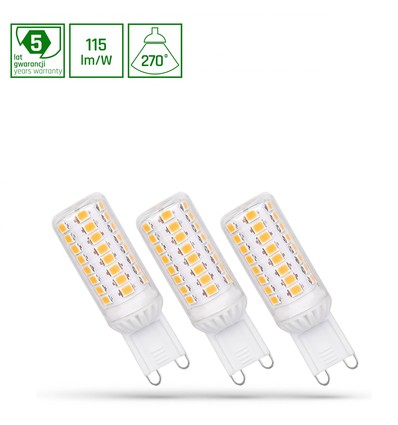 LED G9 4W - 230V, Kall Vit, Dimbar, Premium, Spectrum, 3-pack