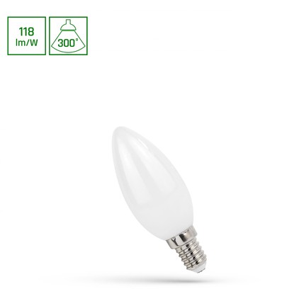 C35 LED Ljus E14 5,5W - 230V, Kolfilament, Neutral Vit, Matt, Spectrum