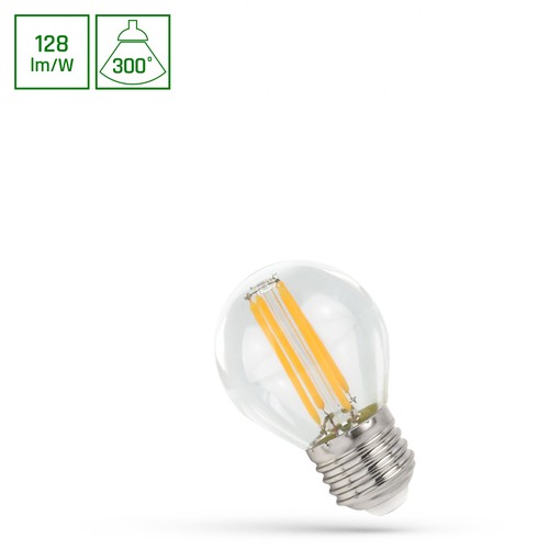 P45 LED E27 5,5W - 230V, Koltråd, Neutral Vit, Klar, Spectrum