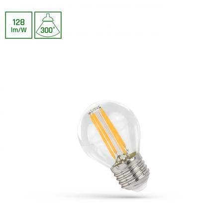 P45 LED E27 5,5W - 230V, Koltråd, Neutral Vit, Klar, Spectrum