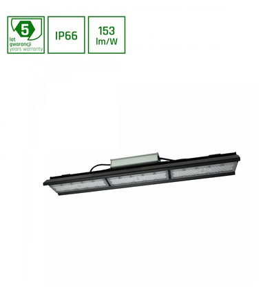 Halls Line 150W - Neutral vit 230V, 75x140° IP66 IK10, 745x126x95mm, svart, 0-10V.