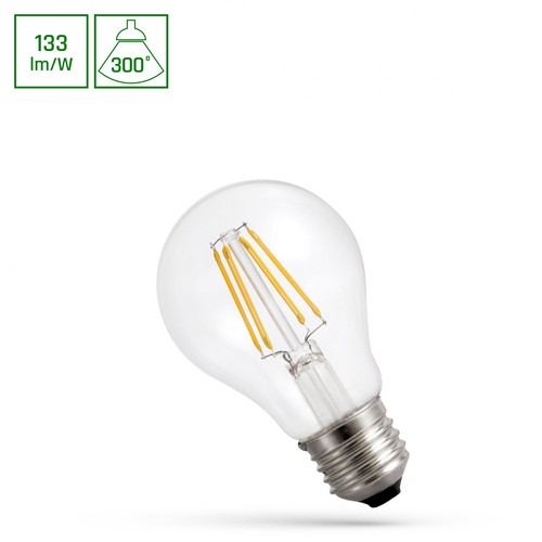 A60 LED E27 7W Filament 230V, Neutral Vit, Klar, Spectrum