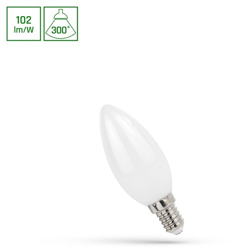 C37 LED Kronljus E14 4W Neutral Vit Frostad - 230V, Koltråd, Spectrum