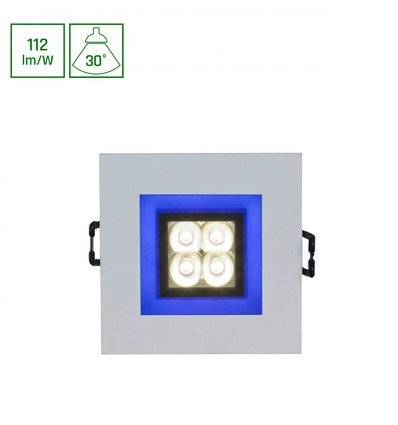 FIALE 4LED 4x1W 30° 230V - Fyrkantig, Kall vit, LED, Spot, Blå ramme