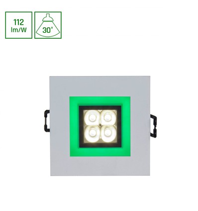 FIALE 4LED 4x1W 30° 230V - Fyrkantig, Varmvit, LED, Spot, Grön ram