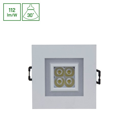 Fiale 4LED 4x1W 30° 230V - Fyrkantig, Varmvit LED-spot, med varmvit ram.