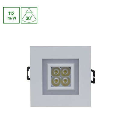 Fiale 4LED 4x1W 30° 230V - Fyrkantig, Varmvit LED-spot, med varmvit ram.