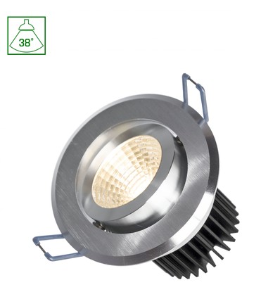 Fiale II LED spot 6W, COB 38°, 230V, kallvit, borstad aluminiumring.