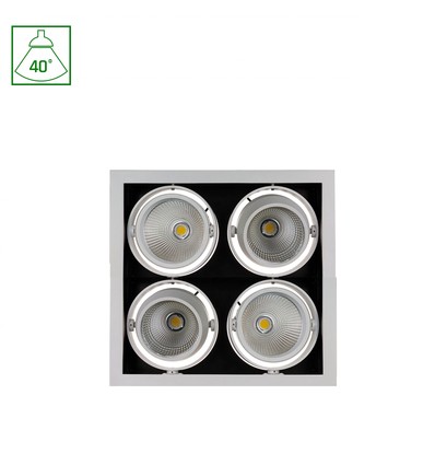 MODERN-DAY Downlight - 4x1LED, COB, Citizen, 40°, 230V, 4x27W, IP20, Varmvitt, Fyrkantig