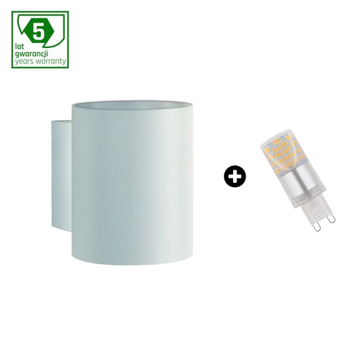 Set med 5 års garanti - SQUALLA G9 rör vit + LED G9 4W WW