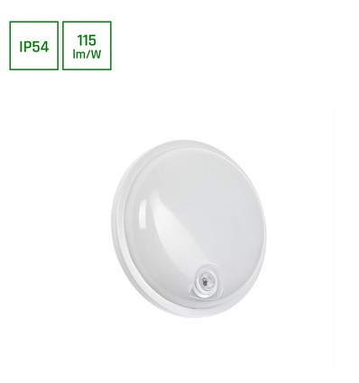 Spectrum 20W Teknik lampa - IP54, IK07, 230V, Rund, 4000K, PIR sensor.