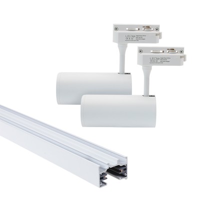 LEDlife SLIM 1 meter skena för skenaspotlights - Vit, inklusive 2 st. vita SLIM skenspot, komplett set