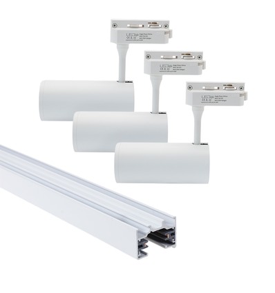 LEDlife SLIM 1,5 meter skena för skenaspotlights - Vit, inklusive 3 st. vita SLIM skenspotlights, komplett set