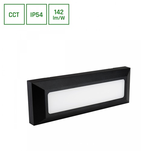 Encanta 6W CCT 230V IP54 230x80x30mm Svart Yta Fasadbelysning.