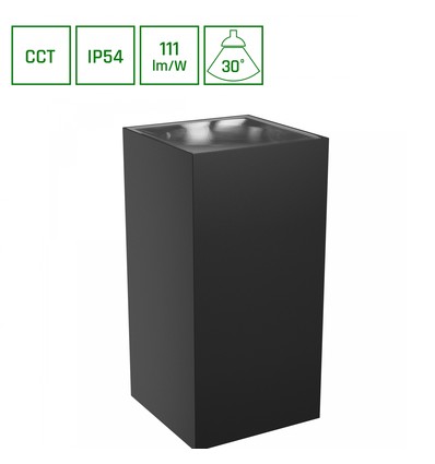 TORRE 18W CCT 230V IP54 99x78x162mm Svart Fyrkantig Fasadbelysning