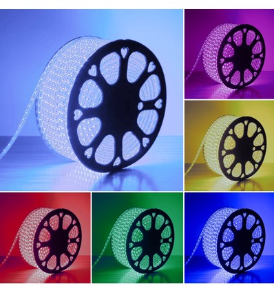 5 meter RGB CLIP-ON vattentät LED strip - 230V, 60 LED, 9W per. meter