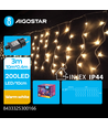 10m LED varm vit ljusslinga - 200 LED, 10x0,4m, 50 rader, 8 ljusspel, IP44, transparent kabel