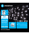 3AA Batteri Istapp Platt Ljusslinga Kall Vit - 200 LED, 50 rader, Transparent Kabel, 8 Blinkfunktioner, Timer, IP44, 3M+4M