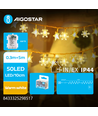 5m varm vit batteri stjärna & snöflinga ljusslinga - 50 LED, 8 ljusspel, IP44, transparent kabel