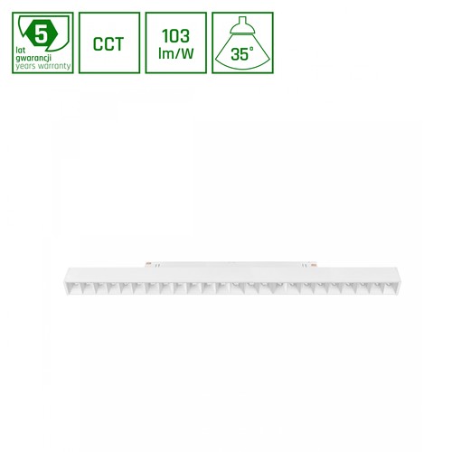 System Shift CCT- Grid L Skens Belysning 22W - 440x23x42mm, 40°, Vit, CCT Strömbrytare.