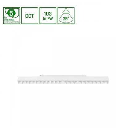 System Shift CCT- Grid L Skens Belysning 22W - 440x23x42mm, 40°, Vit, CCT Strömbrytare.