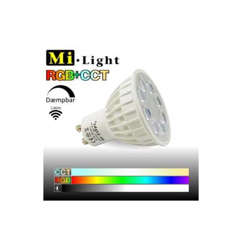 Outlet: Mi-Light GU10 LED lampa 4W RGB+CCT 280-380Lm