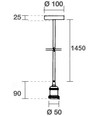 Armatursockel, Designer - Brons, 150 cm sladd, E27