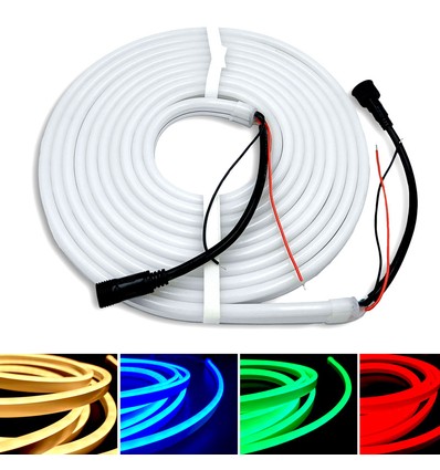 16W/m RGB+WW Neon flex strip - 20m/kan klippas varje 10cm, IP65, 72 LED pr. meter, 24V