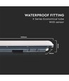 V-Tac vattentät 36W LED armatur - 120 cm, 120lm/W, IP65, Mikrovågssensor, länkbar, 230V