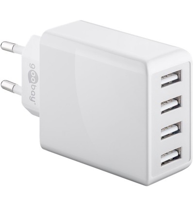 4-portars USB-laddare 30W - Vit