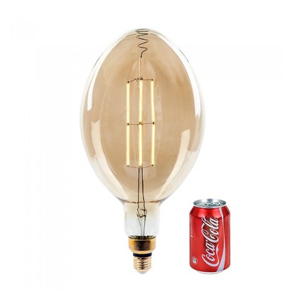 Outlet: V-Tac 8W LED jätte globlampa - Filament, Ø18 cm, dimbar, extra varmvitt, 2000K, E27