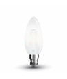 V-Tac 4W LED kronljus - Filament, mattteret glas, E14